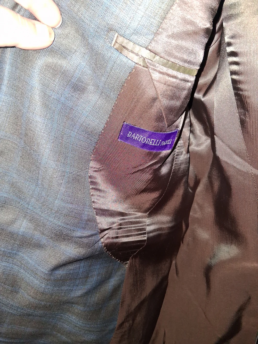 Men's Brown Plaid Sport Coat with Blue Windowpane